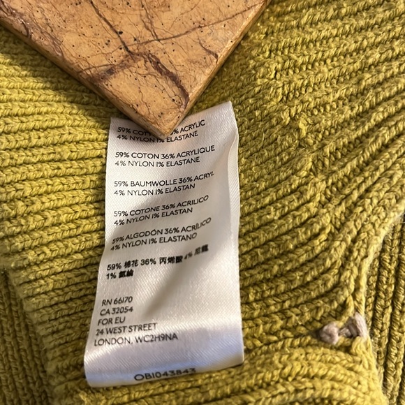 Free People Oversized Chartreuse Cream Tan Colorblock Crew Neck Sweater Sz M - Picture 8 of 11